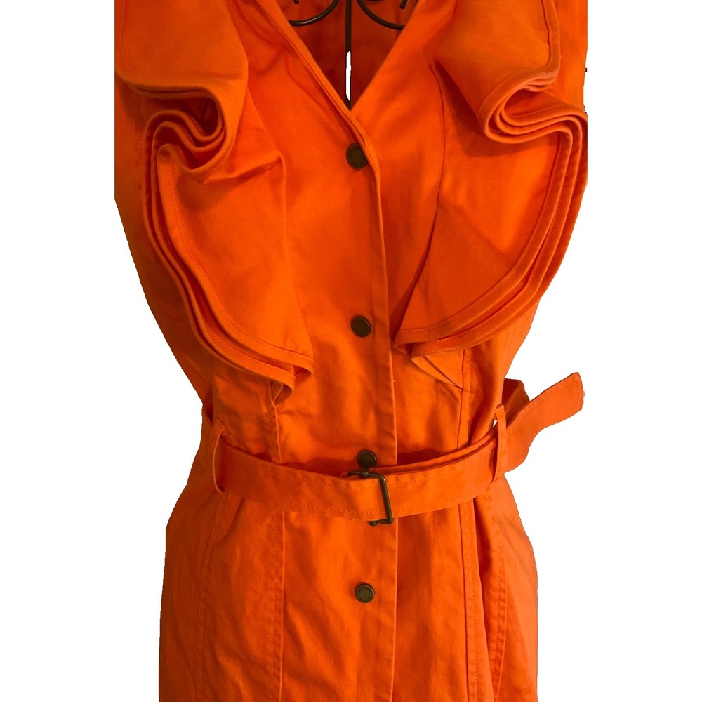 Calvin Klein Belted Ruffle Collar Dress Women's Size XS/S Retro Style - Picture 1 of 8